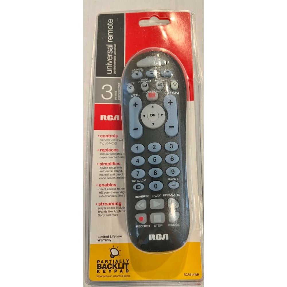 RCA Universal TV Remote 3 Device RCR314WR SEALED NEW